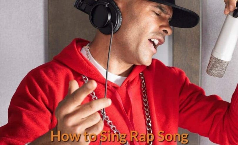 Rapper is recording song in studio.