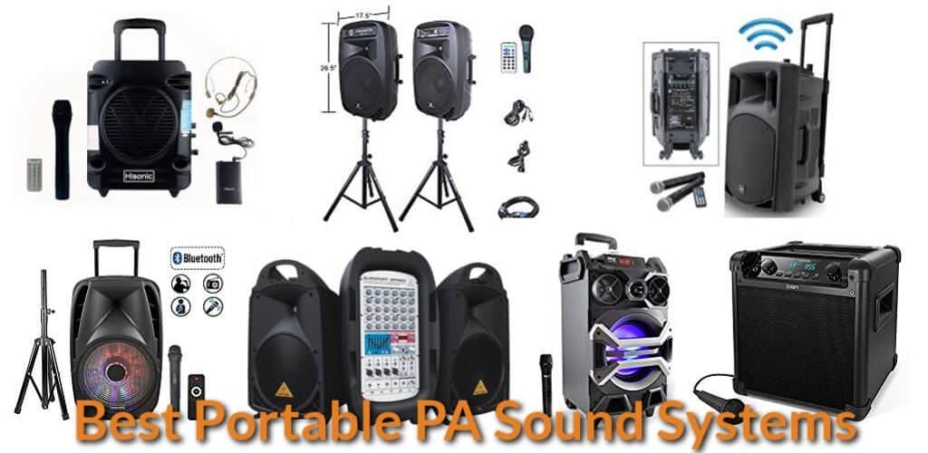 Different sizes of portable PA systems.