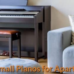 Apartment with a small piano in a corner.