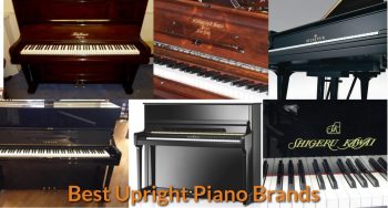 Different brands and types of upright pianos.