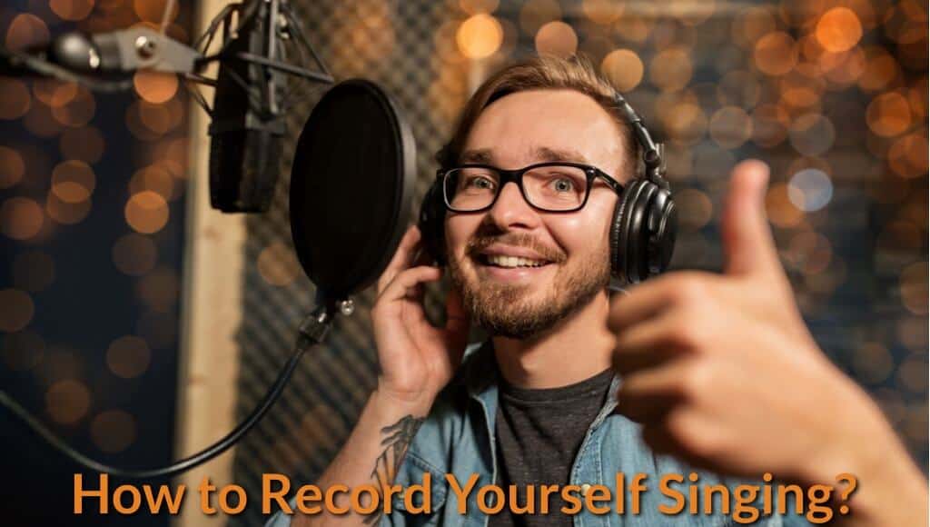 Singer recording his own voice in DIY way.
